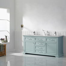 Load image into Gallery viewer, Vinnova Vanity Vinnova Lorna 72&quot; Double Vanity in Finnish Green and Composite Carrara White Stone Countertop Without Mirror