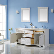 Load image into Gallery viewer, Vinnova Vanity Vinnova Lorna 72&quot; Double Vanity in White and Composite Carrara White Stone Countertop With Mirror