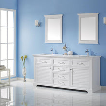 Load image into Gallery viewer, Vinnova Vanity Vinnova Lorna 72&quot; Double Vanity in White and Composite Carrara White Stone Countertop With Mirror