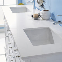 Load image into Gallery viewer, Vinnova Vanity Vinnova Lorna 72&quot; Double Vanity in White and Composite Carrara White Stone Countertop With Mirror