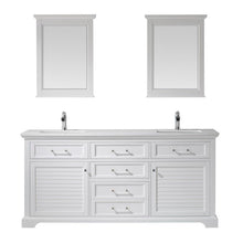 Load image into Gallery viewer, Vinnova Vanity Vinnova Lorna 72&quot; Double Vanity in White and Composite Carrara White Stone Countertop With Mirror