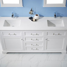 Load image into Gallery viewer, Vinnova Vanity Vinnova Lorna 72&quot; Double Vanity in White and Composite Carrara White Stone Countertop With Mirror