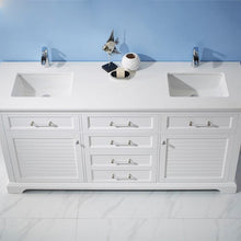 Load image into Gallery viewer, Vinnova Vanity Vinnova Lorna 72&quot; Double Vanity in White and Composite Carrara White Stone Countertop Without Mirror
