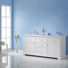 Load image into Gallery viewer, Vinnova Vanity Vinnova Lorna 72&quot; Double Vanity in White and Composite Carrara White Stone Countertop Without Mirror