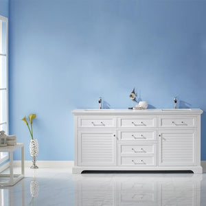 Vinnova Vanity Vinnova Lorna 72" Double Vanity in White and Composite Carrara White Stone Countertop Without Mirror