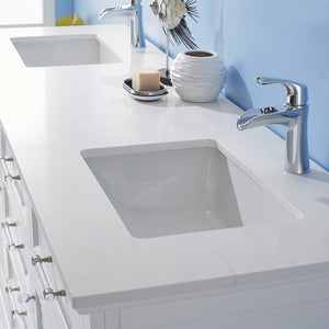 Vinnova Vanity Vinnova Lorna 72" Double Vanity in White and Composite Carrara White Stone Countertop Without Mirror