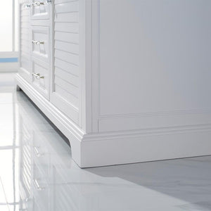 Vinnova Vanity Vinnova Lorna 72" Double Vanity in White and Composite Carrara White Stone Countertop Without Mirror