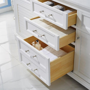 Vinnova Vanity Vinnova Lorna 72" Double Vanity in White and Composite Carrara White Stone Countertop Without Mirror