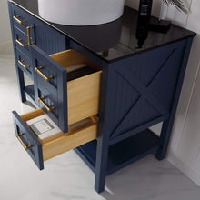 Load image into Gallery viewer, Vinnova Vanity Vinnova Modena 42” Vanity in Royal Blue with Glass Countertop with White Vessel Sink Without Mirror