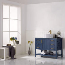Load image into Gallery viewer, Vinnova Vanity Vinnova Modena 42” Vanity in Royal Blue with Glass Countertop with White Vessel Sink Without Mirror