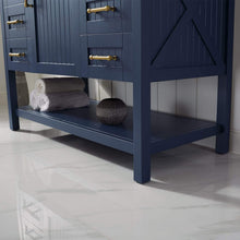 Load image into Gallery viewer, Vinnova Vanity Vinnova Modena 42” Vanity in Royal Blue with Glass Countertop with White Vessel Sink Without Mirror