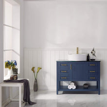 Load image into Gallery viewer, Vinnova Vanity Vinnova Modena 42” Vanity in Royal Blue with Glass Countertop with White Vessel Sink Without Mirror