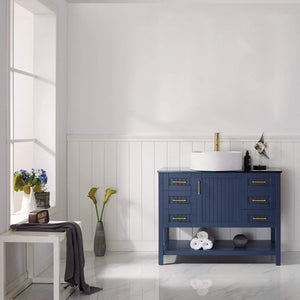 Vinnova Vanity Vinnova Modena 42” Vanity in Royal Blue with Glass Countertop with White Vessel Sink Without Mirror