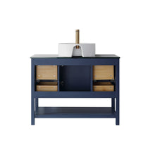Load image into Gallery viewer, Vinnova Vanity Vinnova Modena 42” Vanity in Royal Blue with Glass Countertop with White Vessel Sink Without Mirror