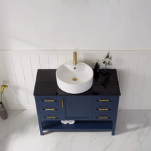 Load image into Gallery viewer, Vinnova Vanity Vinnova Modena 42” Vanity in Royal Blue with Glass Countertop with White Vessel Sink Without Mirror