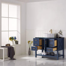 Load image into Gallery viewer, Vinnova Vanity Vinnova Modena 42” Vanity in Royal Blue with Glass Countertop with White Vessel Sink Without Mirror