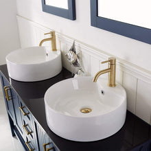 Load image into Gallery viewer, Vinnova Vanity Vinnova Modena 60” Double Vanity in Royal Blue with Glass Countertop with White Vessel Sink With Mirror