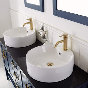 Vinnova Vanity Vinnova Modena 60” Double Vanity in Royal Blue with Glass Countertop with White Vessel Sink With Mirror