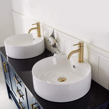 Load image into Gallery viewer, Vinnova Vanity Vinnova Modena 60” Double Vanity in Royal Blue with Glass Countertop with White Vessel Sink Without Mirror