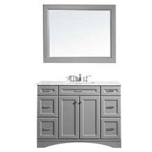 Load image into Gallery viewer, Vinnova Vanity Vinnova Naples 48&quot; Vanity in Grey with Carrara White Marble Countertop With Mirror