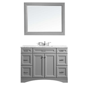 Vinnova Vanity Vinnova Naples 48" Vanity in Grey with Carrara White Marble Countertop With Mirror