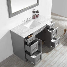 Load image into Gallery viewer, Vinnova Vanity Vinnova Naples 48&quot; Vanity in Grey with Carrara White Marble Countertop With Mirror
