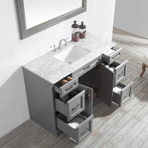 Vinnova Vanity Vinnova Naples 48" Vanity in Grey with Carrara White Marble Countertop With Mirror