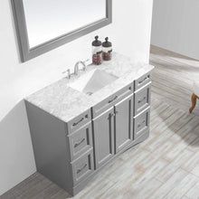 Load image into Gallery viewer, Vinnova Vanity Vinnova Naples 48&quot; Vanity in Grey with Carrara White Marble Countertop With Mirror