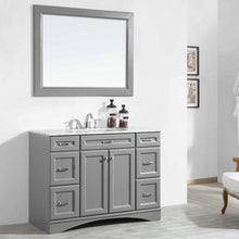 Load image into Gallery viewer, Vinnova Vanity Vinnova Naples 48&quot; Vanity in Grey with Carrara White Marble Countertop With Mirror
