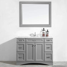 Load image into Gallery viewer, Vinnova Vanity Vinnova Naples 48&quot; Vanity in Grey with Carrara White Marble Countertop With Mirror