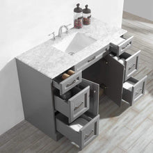 Load image into Gallery viewer, Vinnova Vanity Vinnova Naples 48&quot; Vanity in Grey with Carrara White Marble Countertop Without Mirror