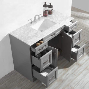 Vinnova Vanity Vinnova Naples 48" Vanity in Grey with Carrara White Marble Countertop Without Mirror