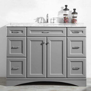 Vinnova Vanity Vinnova Naples 48" Vanity in Grey with Carrara White Marble Countertop Without Mirror