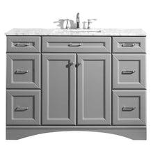 Load image into Gallery viewer, Vinnova Vanity Vinnova Naples 48&quot; Vanity in Grey with Carrara White Marble Countertop Without Mirror