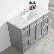 Load image into Gallery viewer, Vinnova Vanity Vinnova Naples 48&quot; Vanity in Grey with Carrara White Marble Countertop Without Mirror