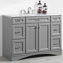 Load image into Gallery viewer, Vinnova Vanity Vinnova Naples 48&quot; Vanity in Grey with Carrara White Marble Countertop Without Mirror
