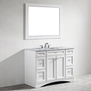Vinnova Vanity Vinnova Naples 48" Vanity in White with Carrara White Marble Countertop With Mirror