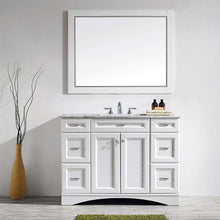 Load image into Gallery viewer, Vinnova Vanity Vinnova Naples 48&quot; Vanity in White with Carrara White Marble Countertop With Mirror