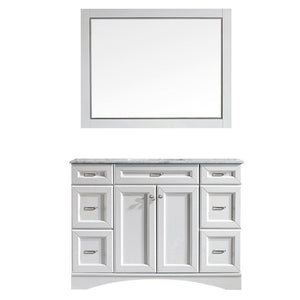Vinnova Vanity Vinnova Naples 48" Vanity in White with Carrara White Marble Countertop With Mirror