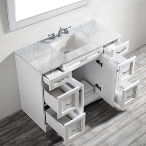 Vinnova Vanity Vinnova Naples 48" Vanity in White with Carrara White Marble Countertop With Mirror