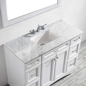 Vinnova Vanity Vinnova Naples 48" Vanity in White with Carrara White Marble Countertop With Mirror