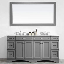Load image into Gallery viewer, Vinnova Vanity Vinnova Naples 72&quot; Vanity in Grey with Carrara White Marble Countertop With Mirror