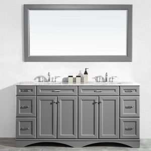 Vinnova Vanity Vinnova Naples 72" Vanity in Grey with Carrara White Marble Countertop With Mirror