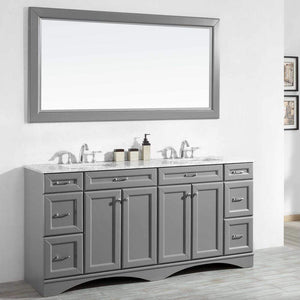 Vinnova Vanity Vinnova Naples 72" Vanity in Grey with Carrara White Marble Countertop With Mirror