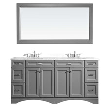 Load image into Gallery viewer, Vinnova Vanity Vinnova Naples 72&quot; Vanity in Grey with Carrara White Marble Countertop With Mirror