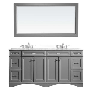 Vinnova Vanity Vinnova Naples 72" Vanity in Grey with Carrara White Marble Countertop With Mirror