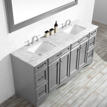 Load image into Gallery viewer, Vinnova Vanity Vinnova Naples 72&quot; Vanity in Grey with Carrara White Marble Countertop With Mirror