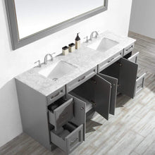 Load image into Gallery viewer, Vinnova Vanity Vinnova Naples 72&quot; Vanity in Grey with Carrara White Marble Countertop With Mirror
