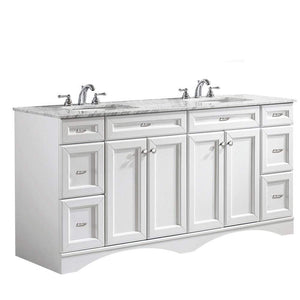 Vinnova Vanity Vinnova Naples 72" Vanity in White with Carrara White Marble Countertop Without Mirror