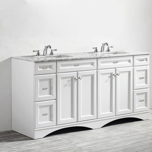 Vinnova Vanity Vinnova Naples 72" Vanity in White with Carrara White Marble Countertop Without Mirror